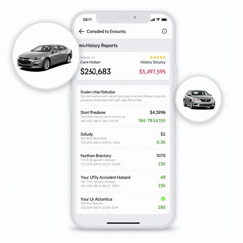 Mobile App Displaying Car History Report