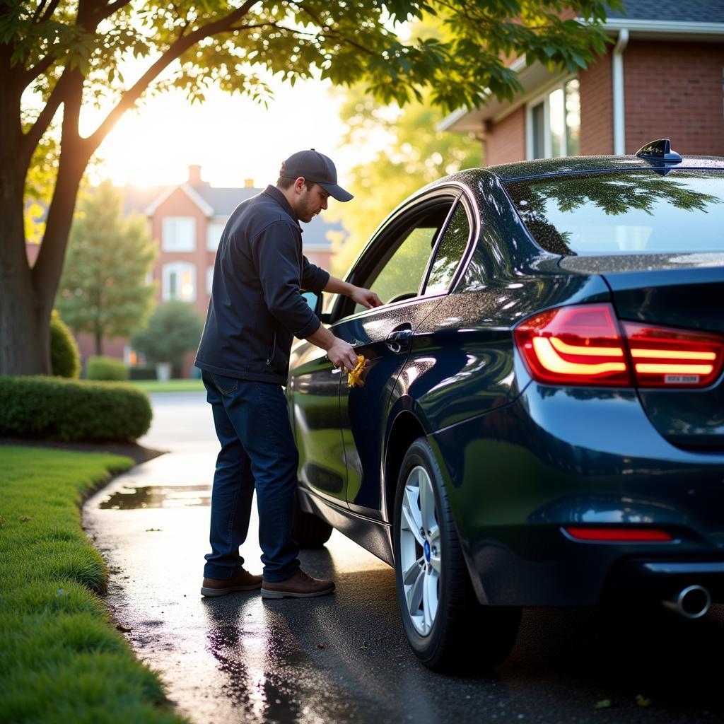 Mobile Car Detailer at Work