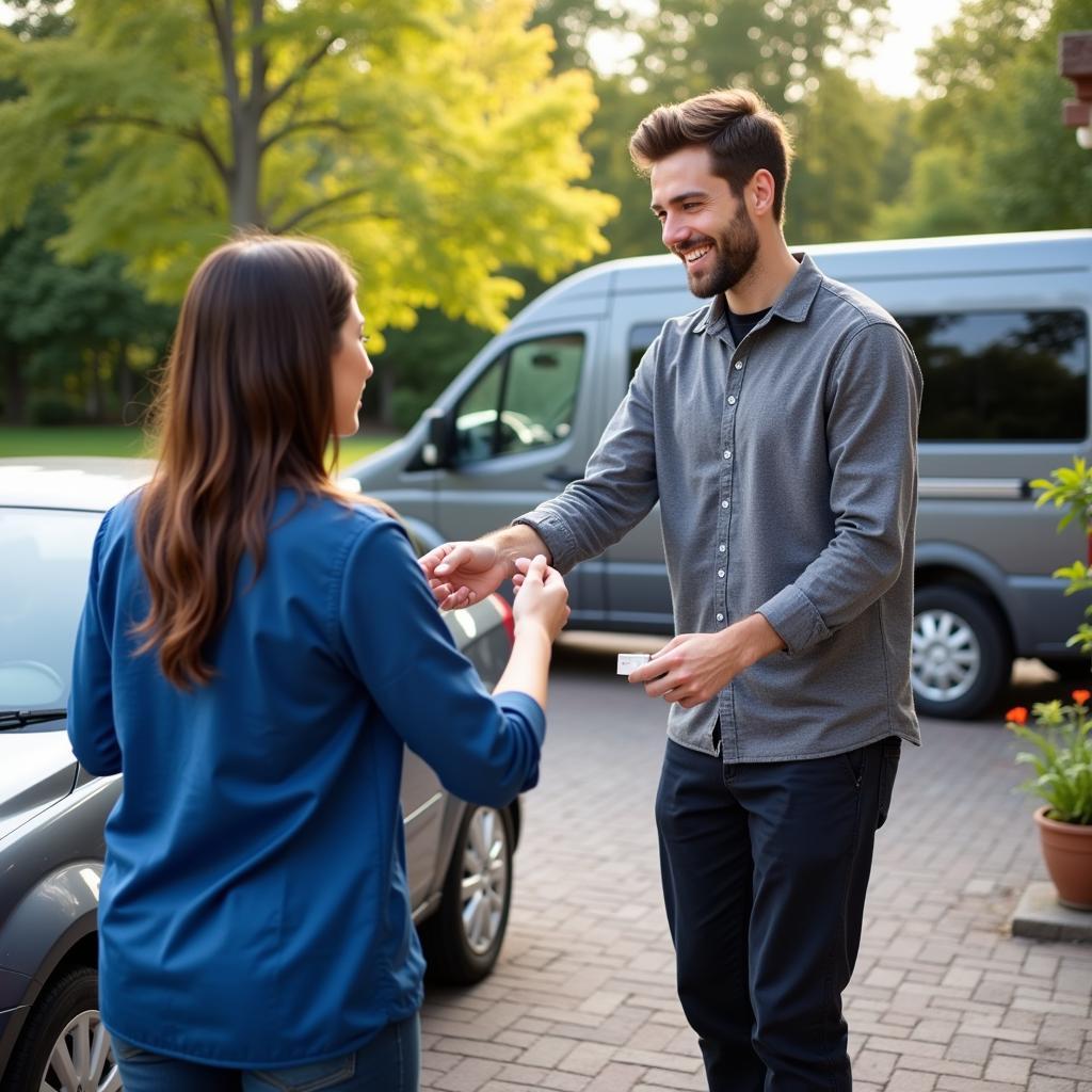 Mobile Car Detailer Receiving a Tip