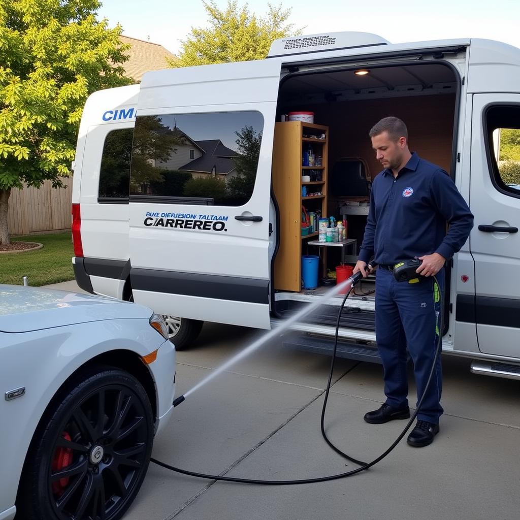 Mobile car detailing service in action in Chicago