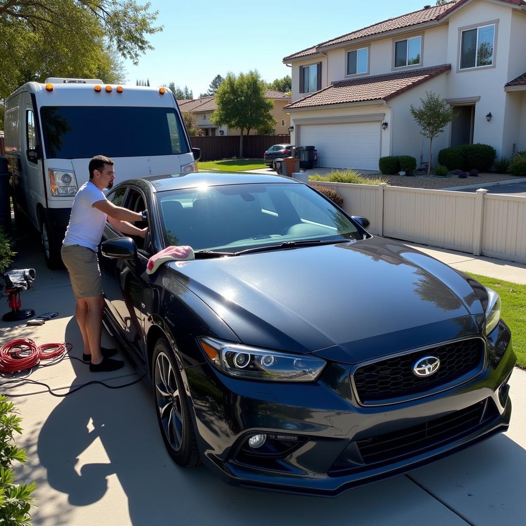 Mobile Car Detailing Service in Action in Orange County