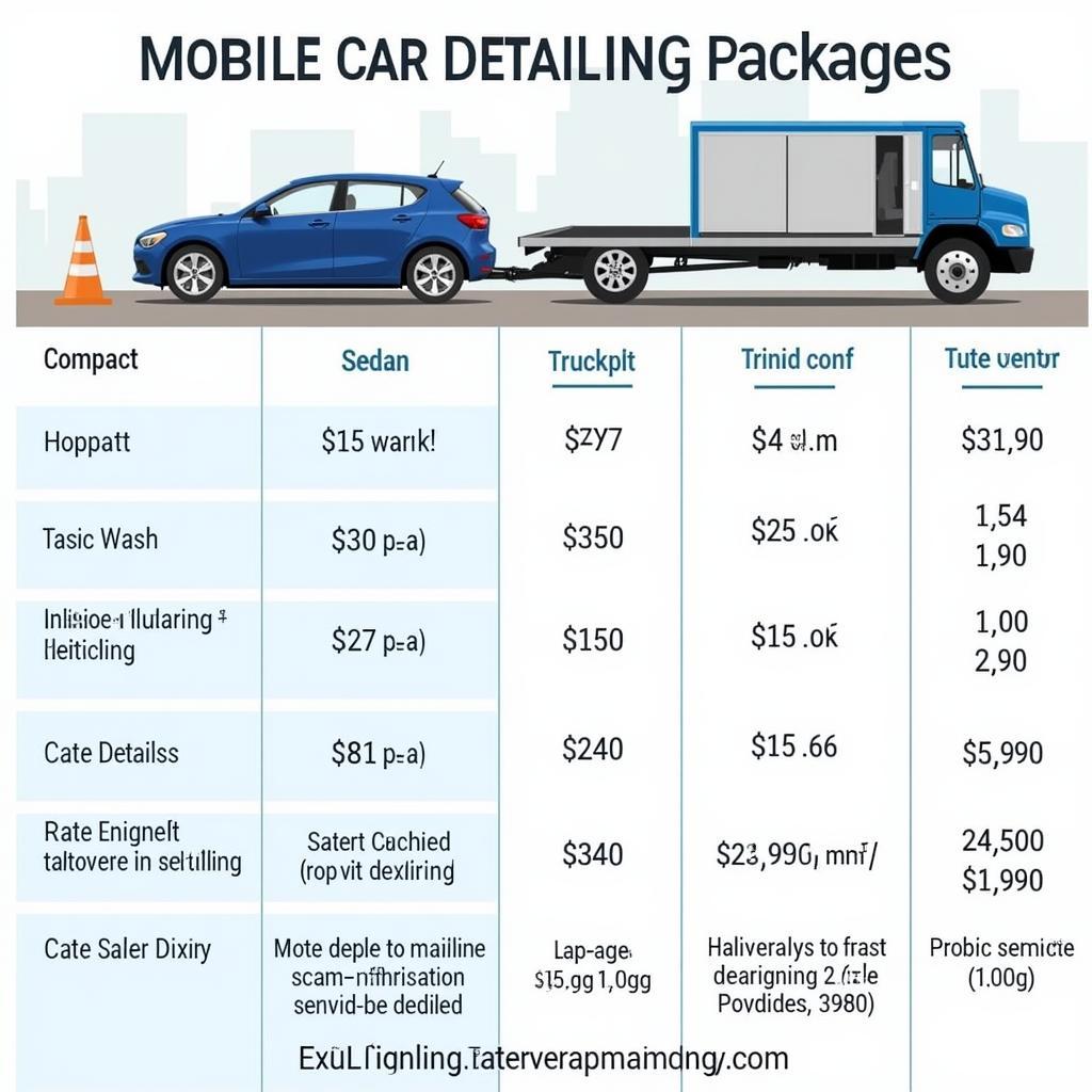 Mobile Car Detailing Price Comparison Chart