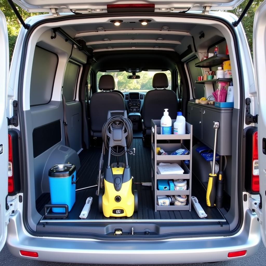 Mobile car detailing setup for a home-based business