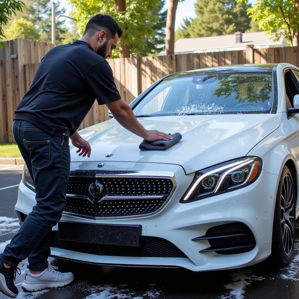 Mobile car detailing Staten Island exterior wash process using eco-friendly products