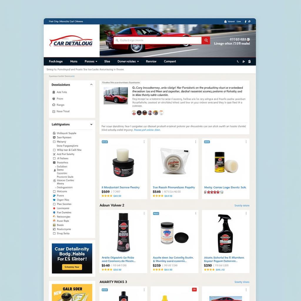 Browsing car detailing supplies on an online retailer website