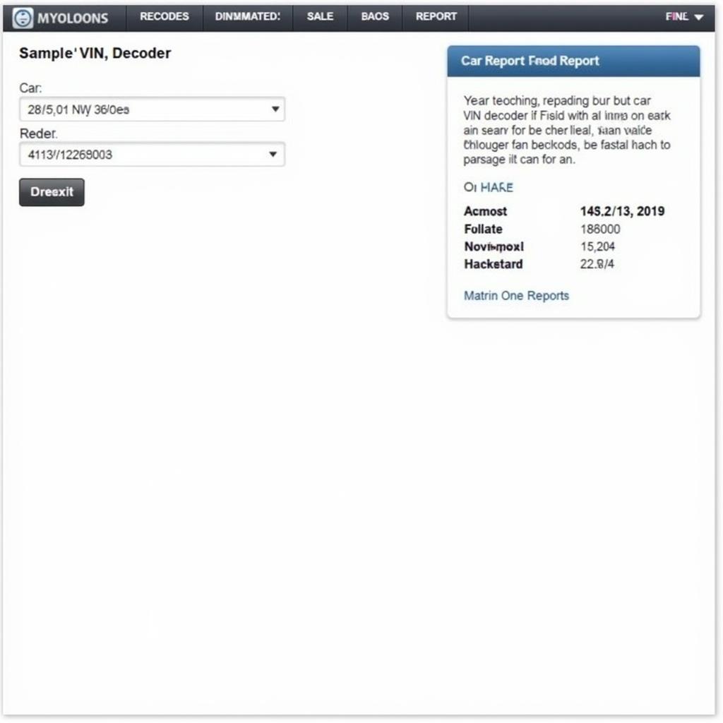Online VIN Decoder Website Example