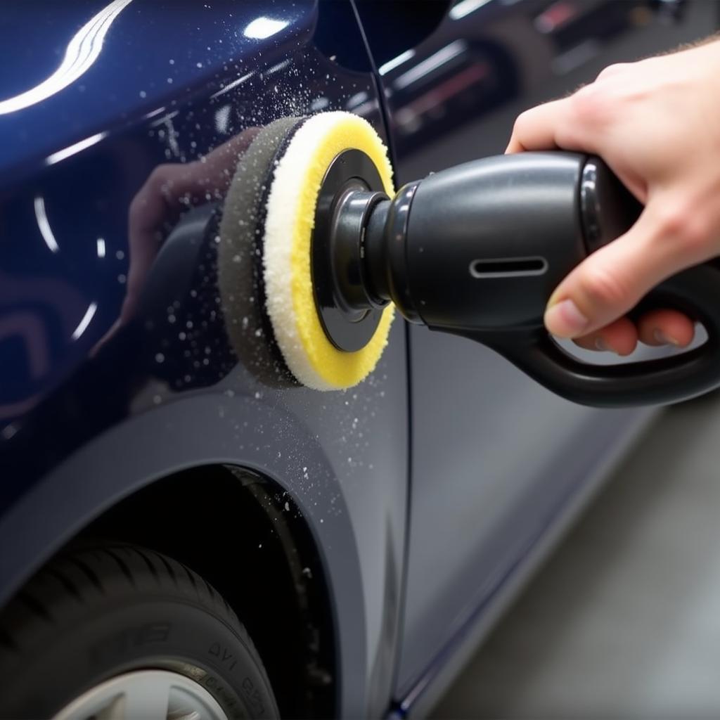 Polishing car paint with a dual-action polisher