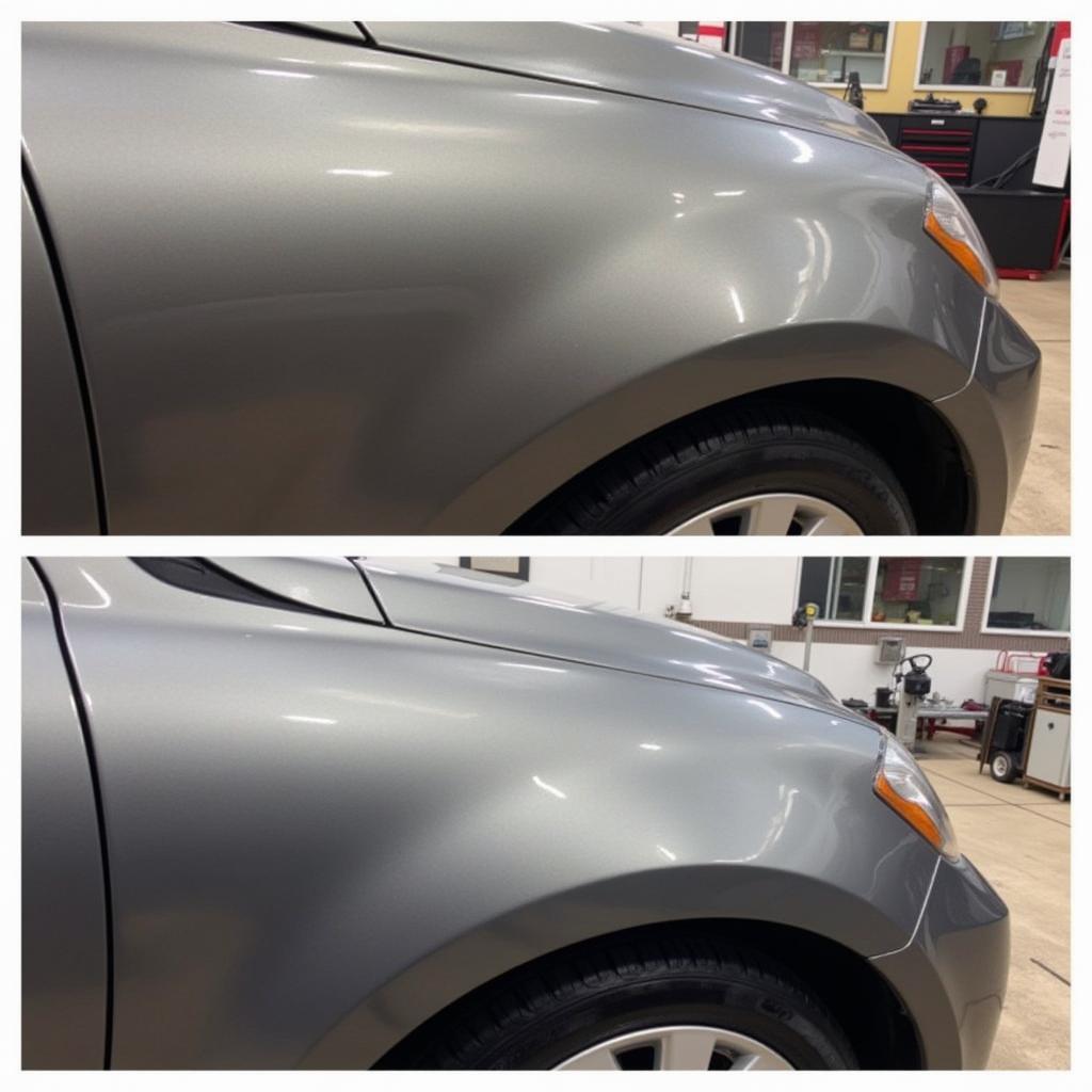 Paint correction process showing removal of swirl marks