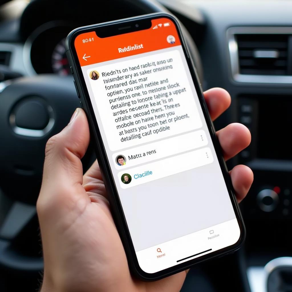 Person reading Reddit on phone about tipping car detailers