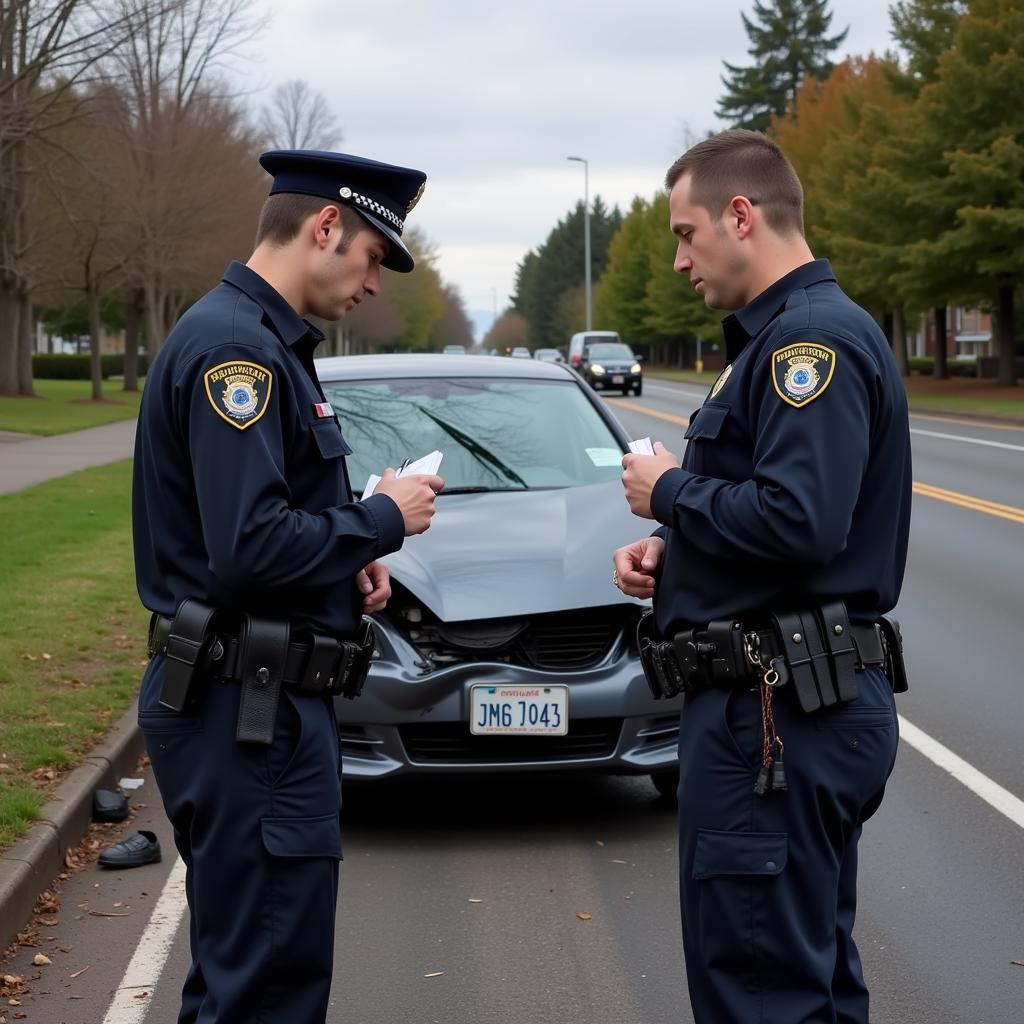 Police Investigating Car Accident Scene