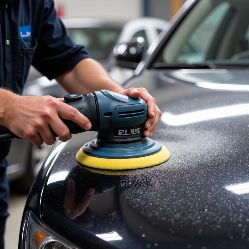 Polishing a used car with a dual action polisher