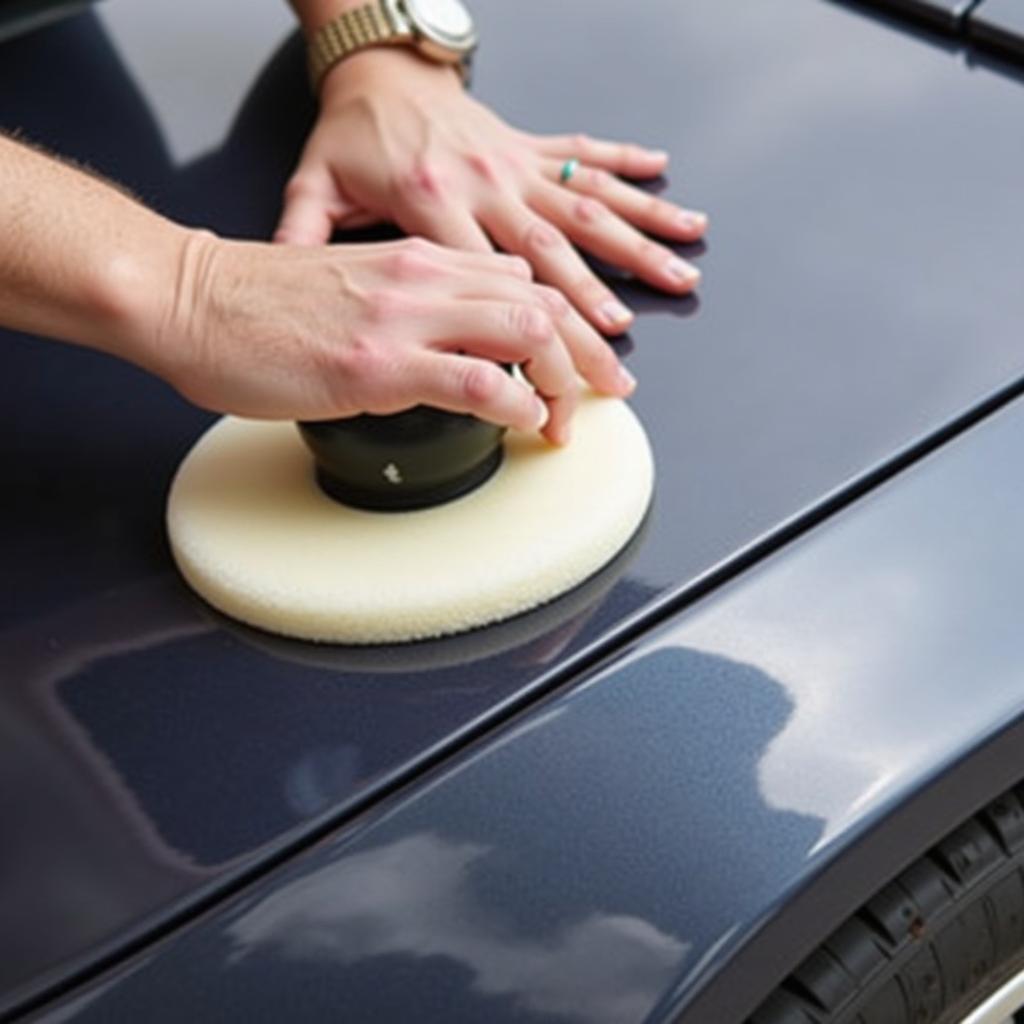 Polishing car paint with an applicator pad