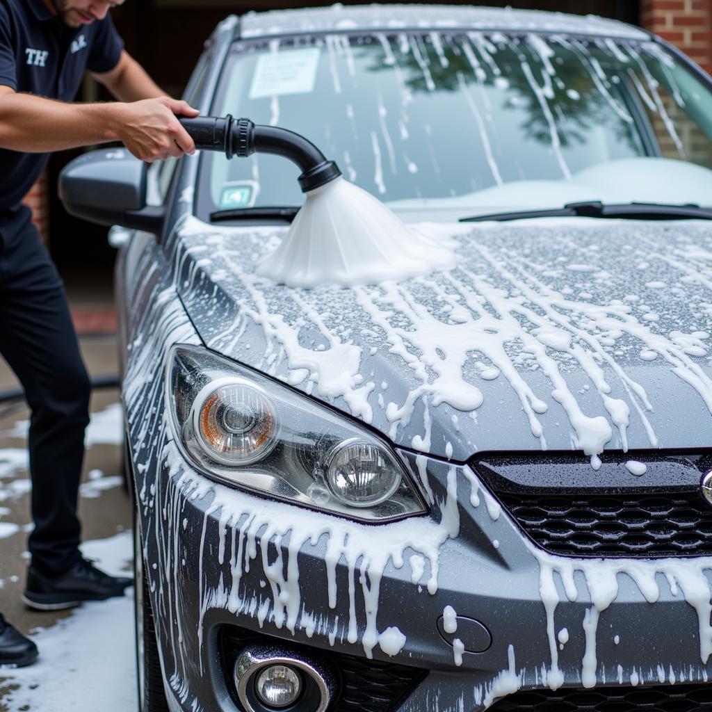 Pre-soaking car before wash