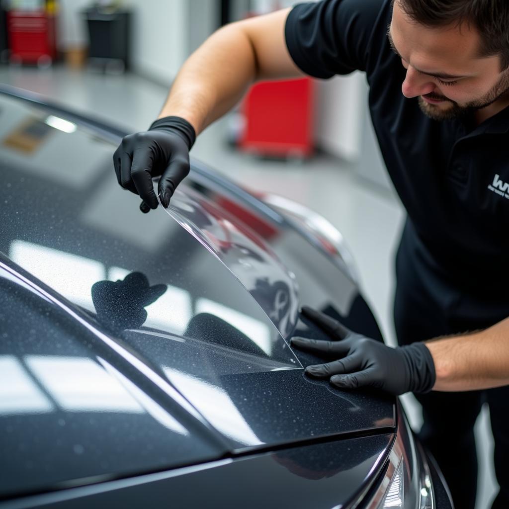 Applying paint protection film to a car in Princeton, NJ