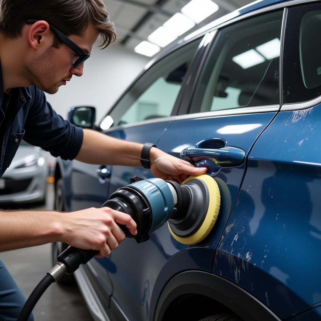 Professional Car Detailer Buffing