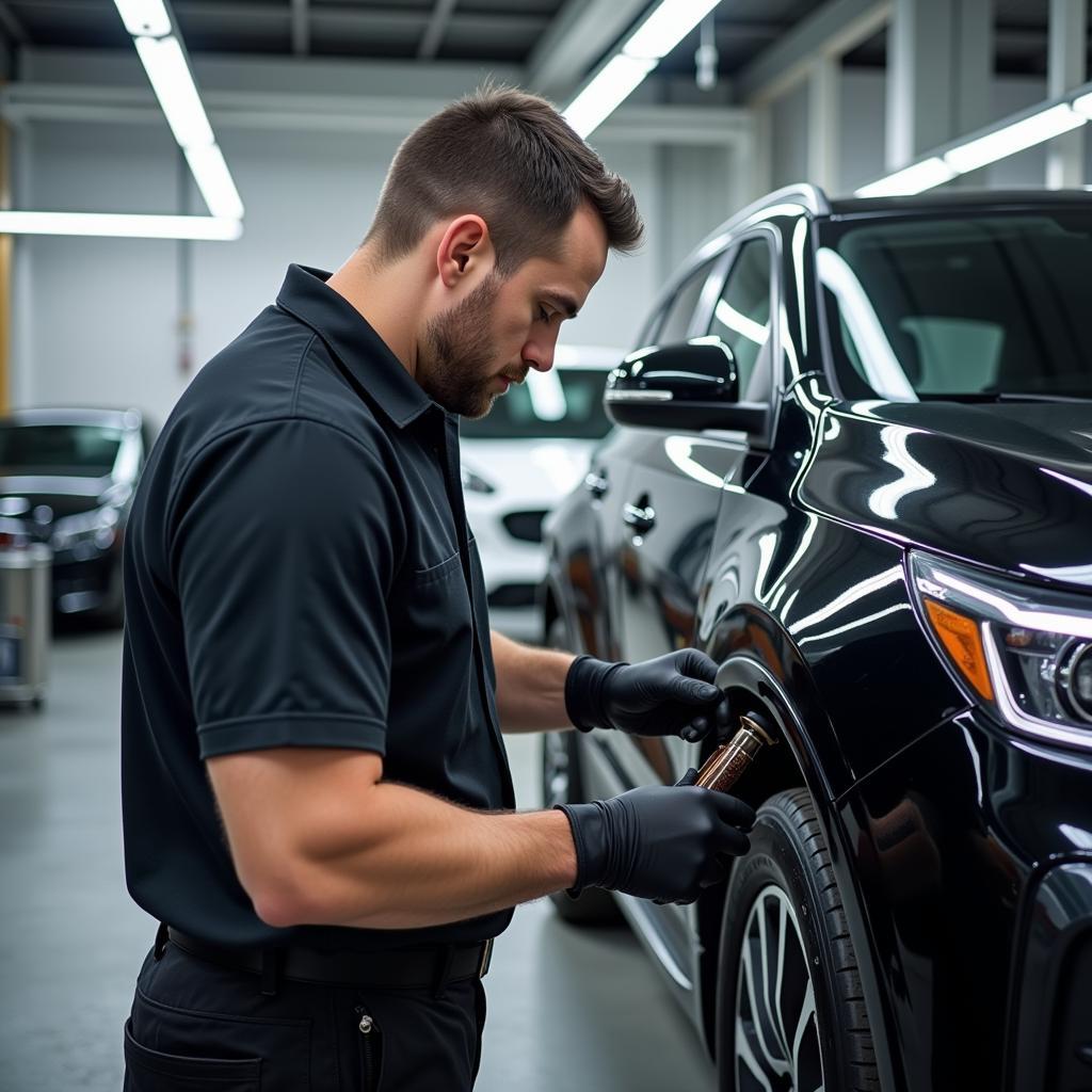 Professional Car Detailer at Work in Vermont