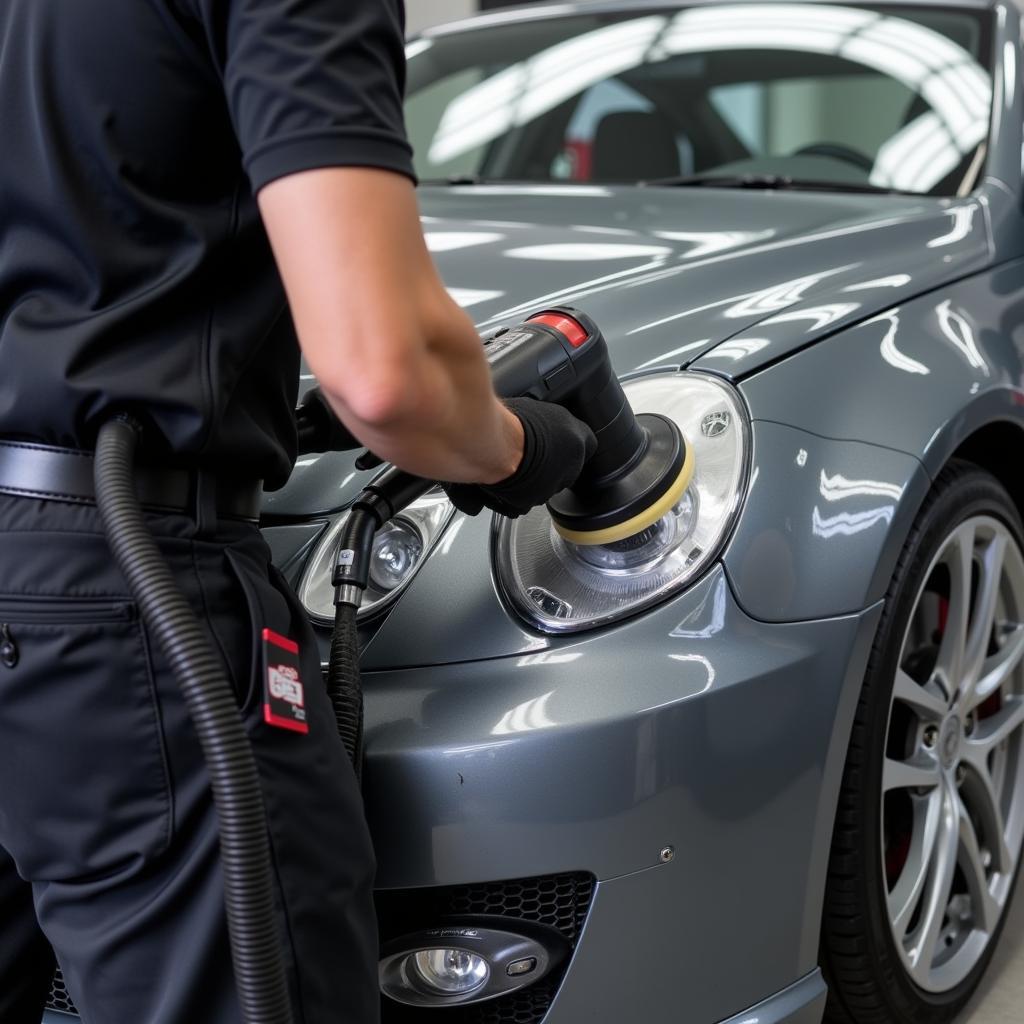 Professional Car Detailing Equipment in Use