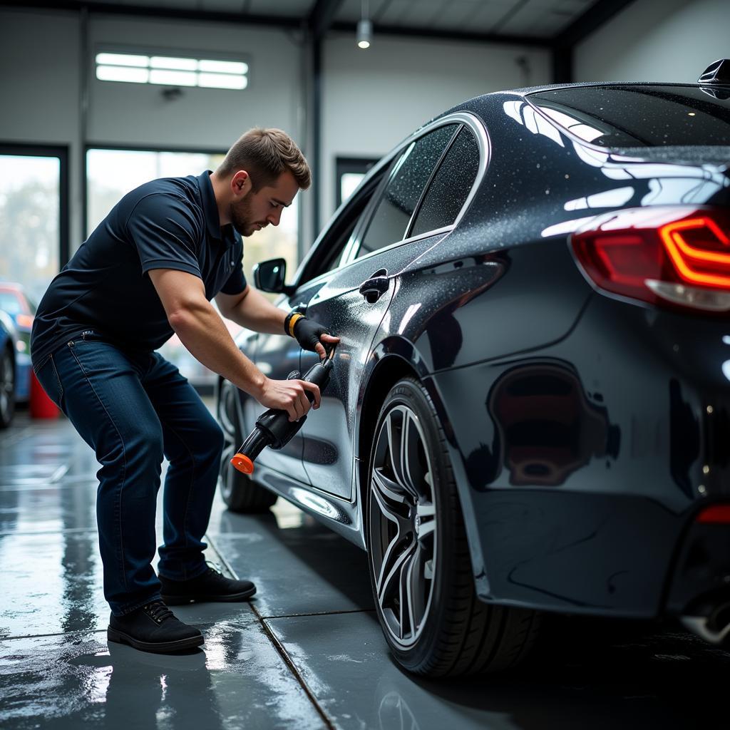 A Professional Car Detailing Process in Progress