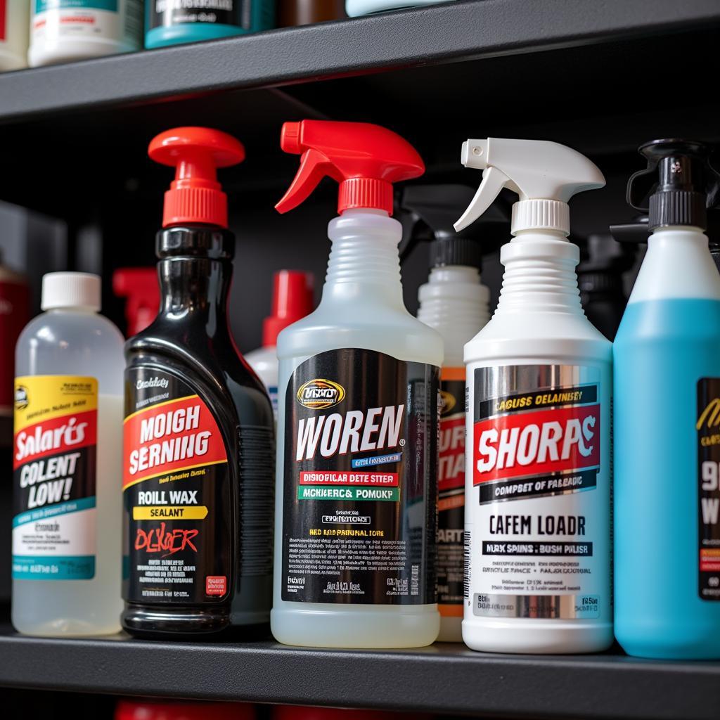 Professional Car Detailing Products on a Shelf