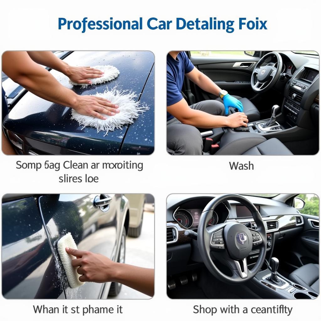 Various Car Detailing Services Being Performed by Professionals