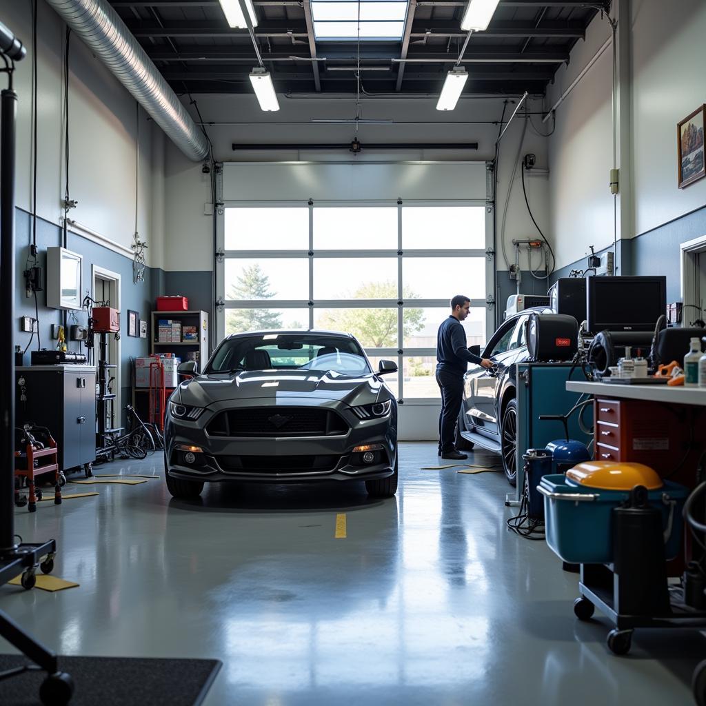 Professional Car Detailing Shop Environment