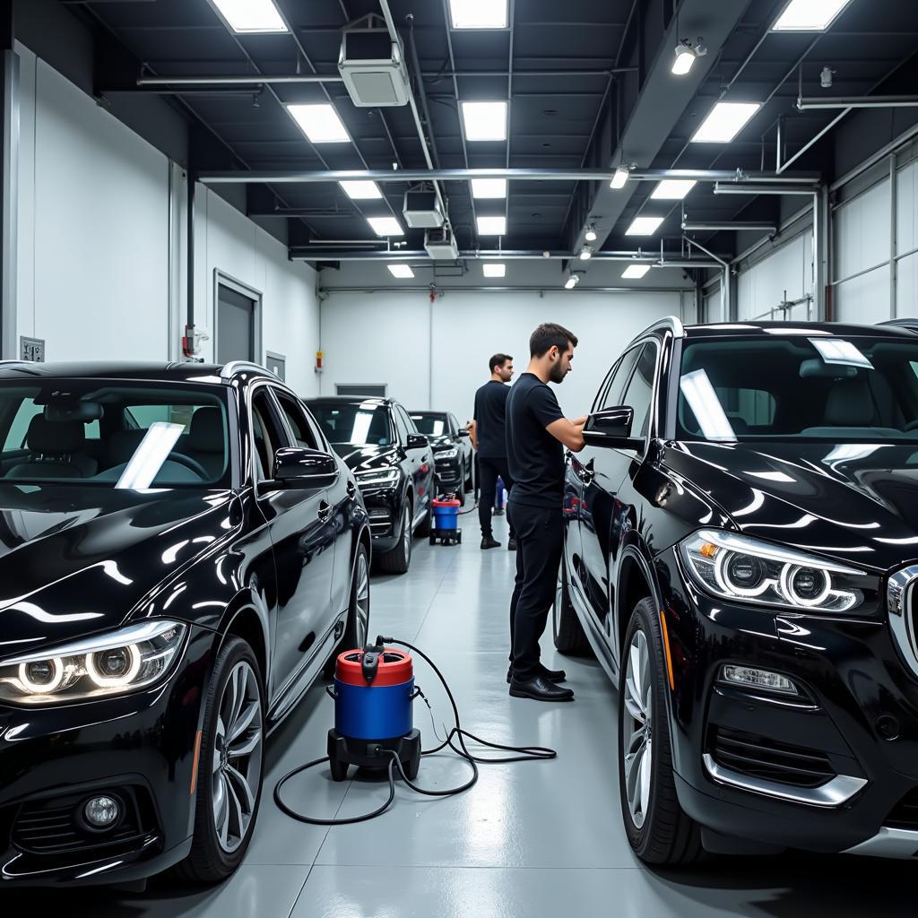 Professional Car Detailing Shop in Action