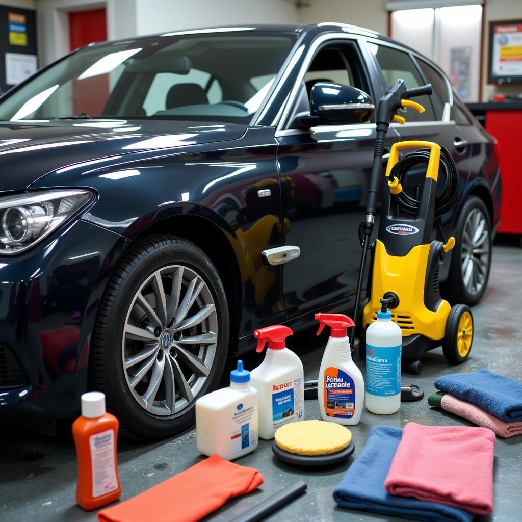 Professional Car Detailing Tools and Equipment in Use