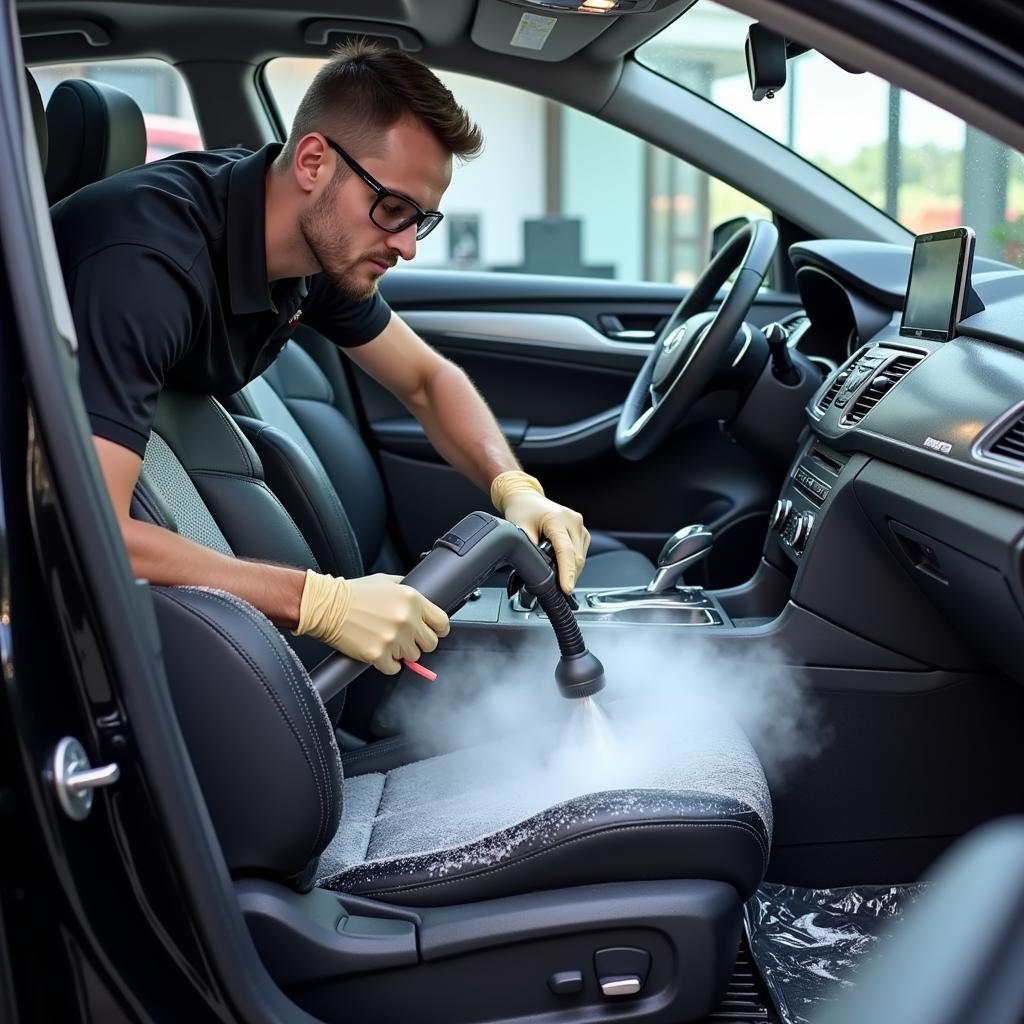 Professional Car Detailing with a Steam Cleaner