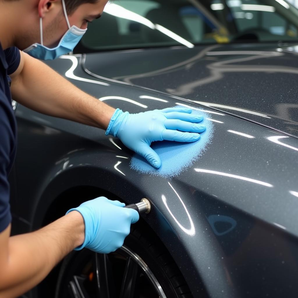 Professional Detailer Applying Ceramic Coating