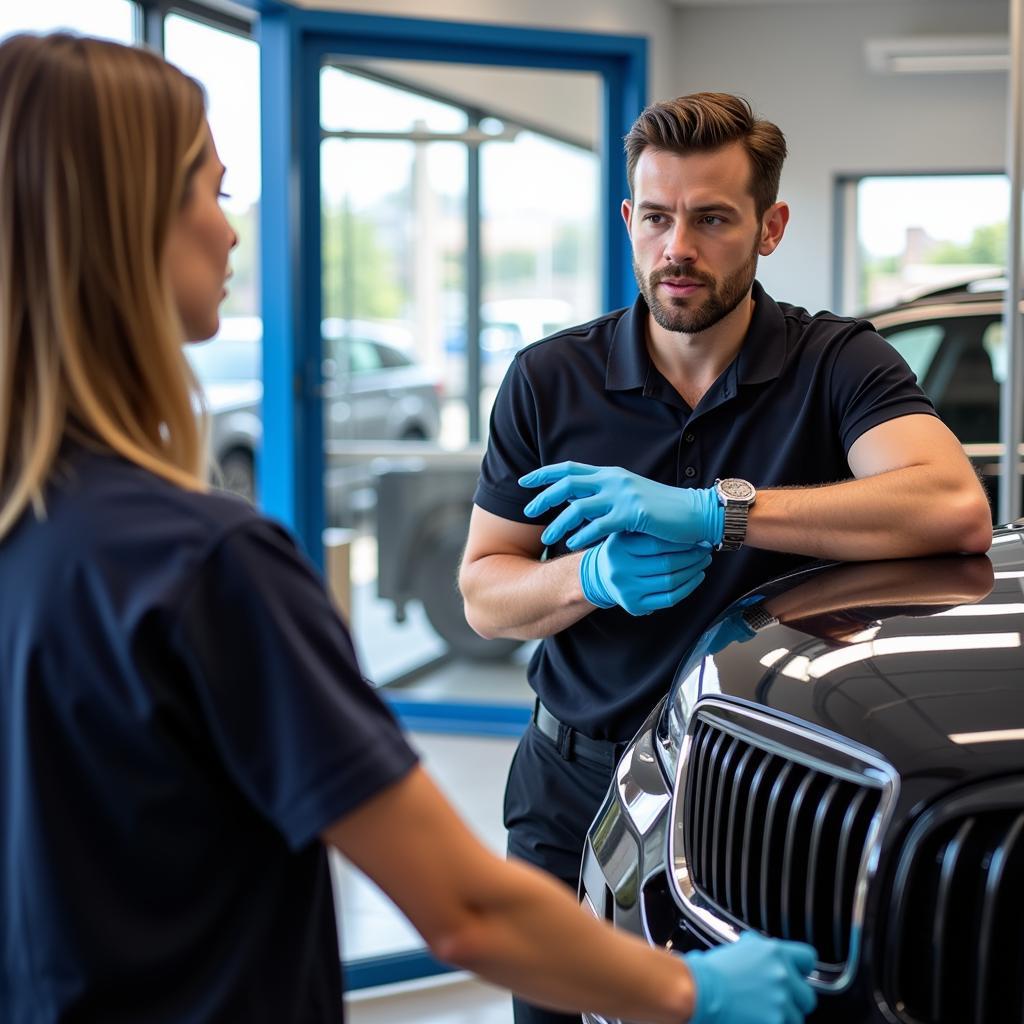 Providing Exceptional Customer Service: A Car Detailer Consulting with a Client