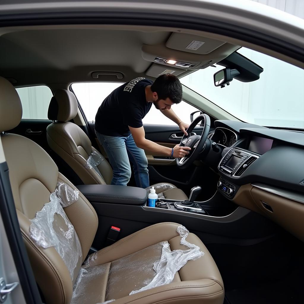 Interior cleaning of a car in Rhode Island