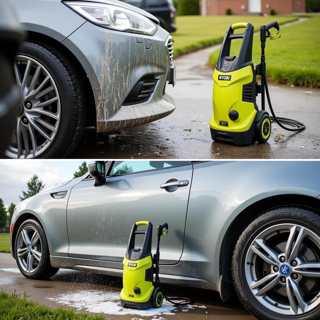 Ryobi Pressure Washer Cleaning Car