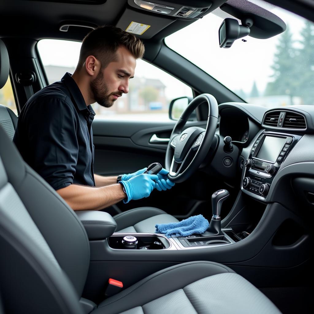 Interior detailing of a car in Salem