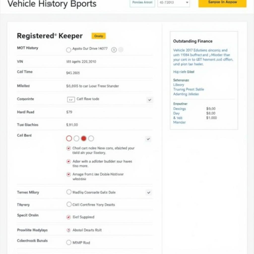 Sample Vehicle History Report