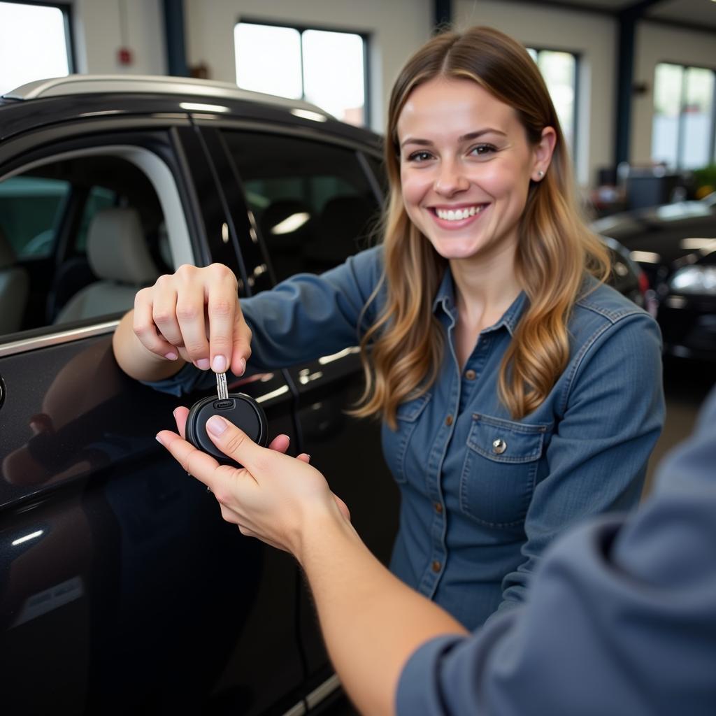 Satisfied Customer Receiving Their Detailed Car