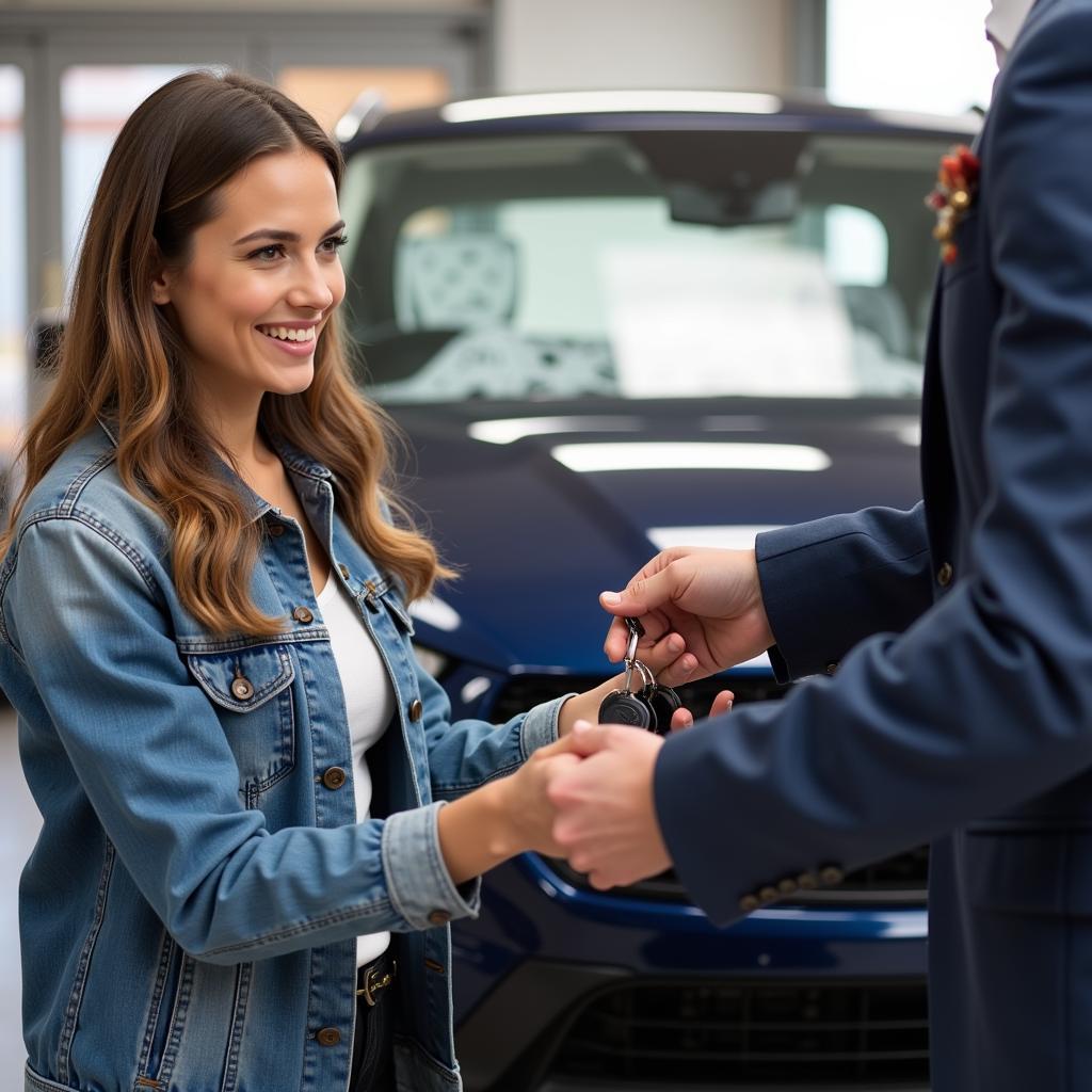 Satisfied Customer Receiving Car Keys