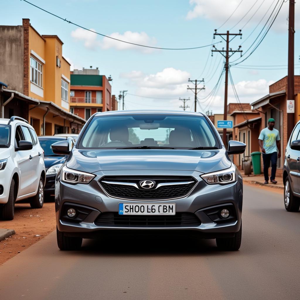 Soweto Street Scene with Avis Rental Car