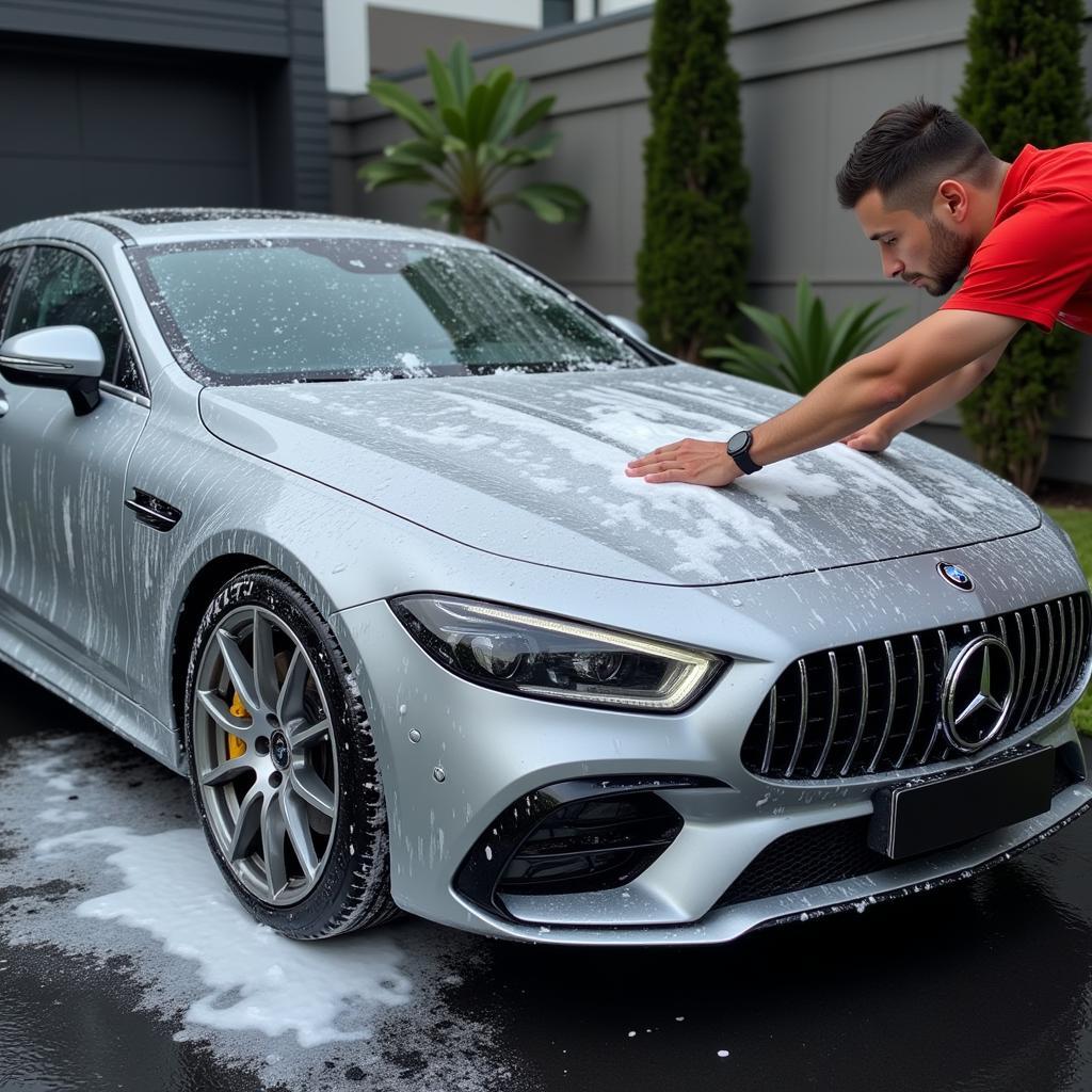 Sports Car Being Washed