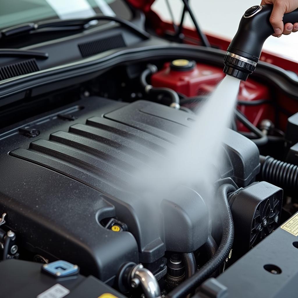 Cleaning a Car Engine with a Steam Cleaner