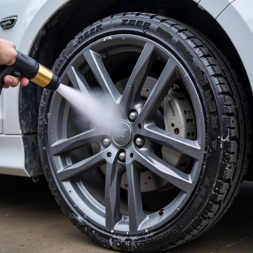 Steam Cleaning Car Wheels to Remove Brake Dust