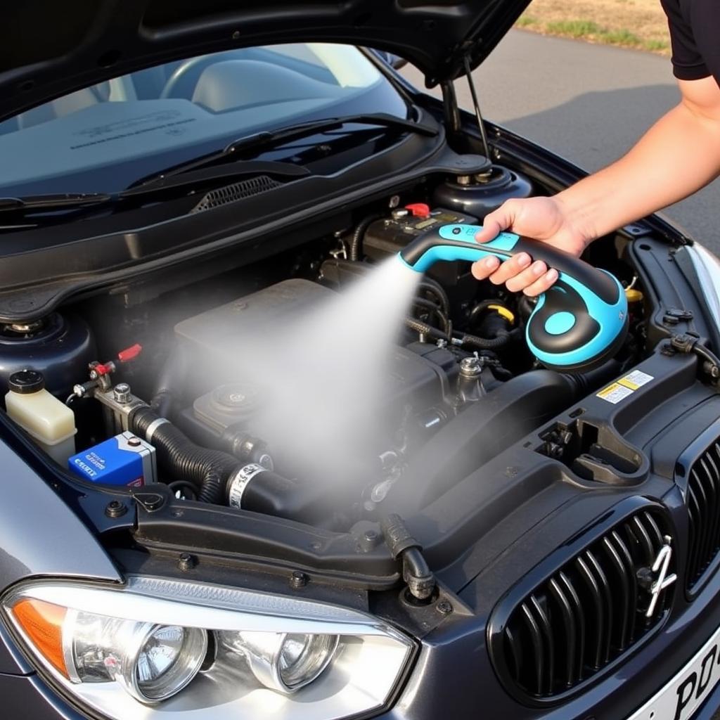 Steam Cleaning a Car Engine Bay