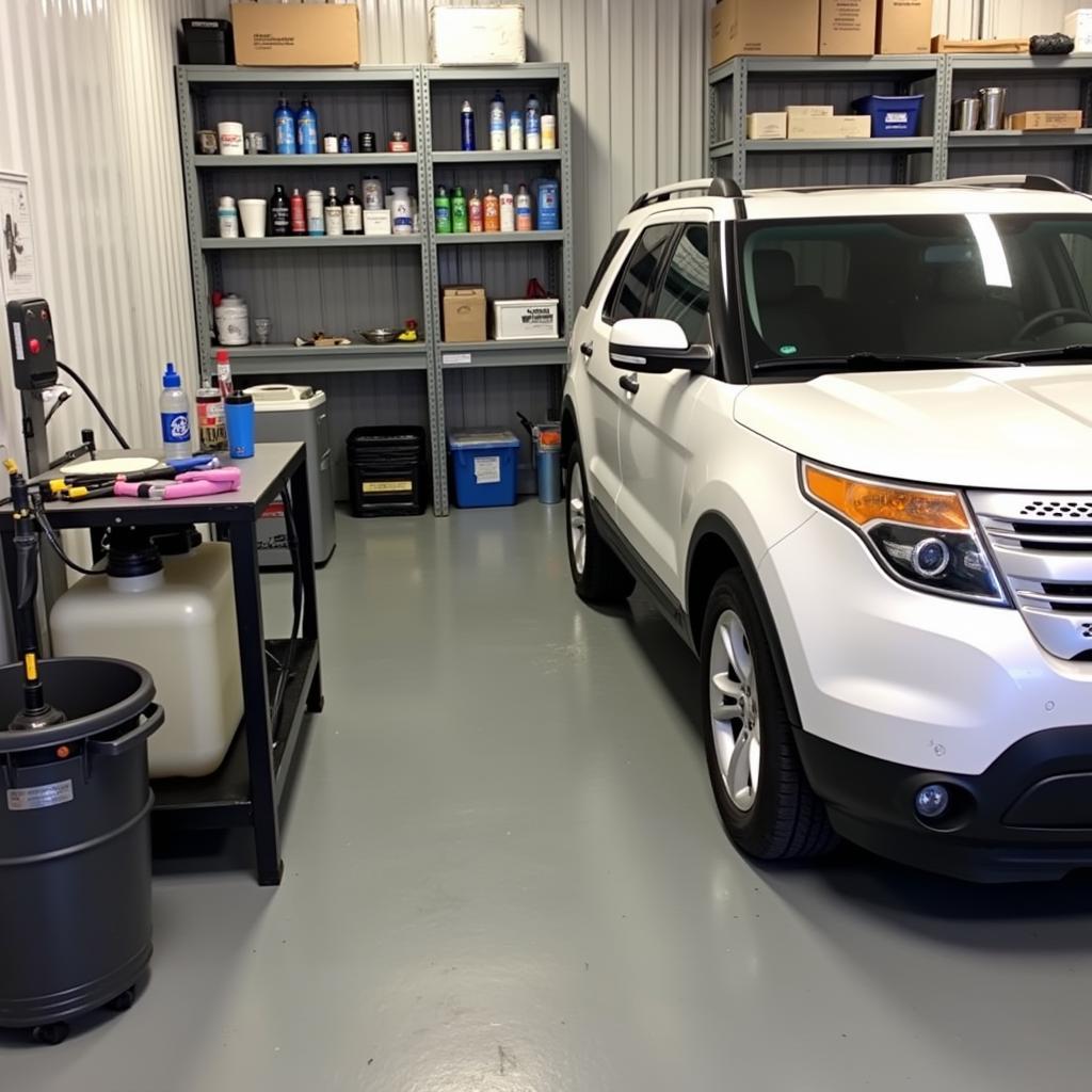 Professional Car Detailing Setup inside a Storage Unit