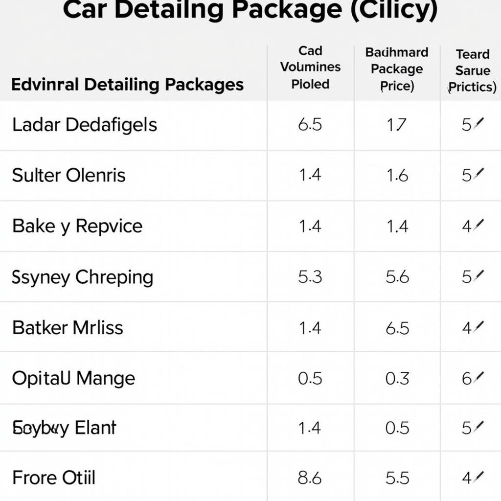 Sydney Car Detailing Price Comparison Chart