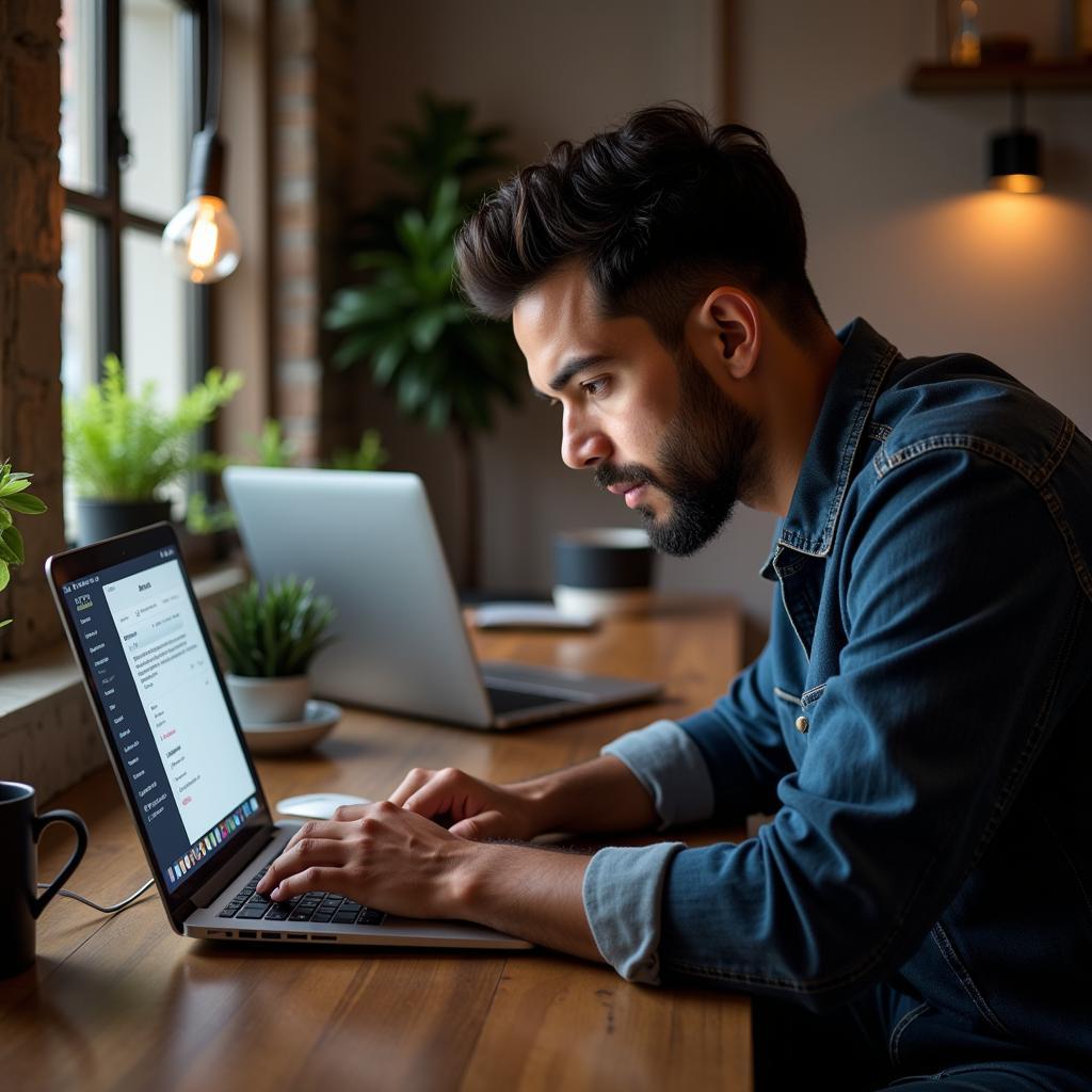 Tai Lopez Working on a Laptop