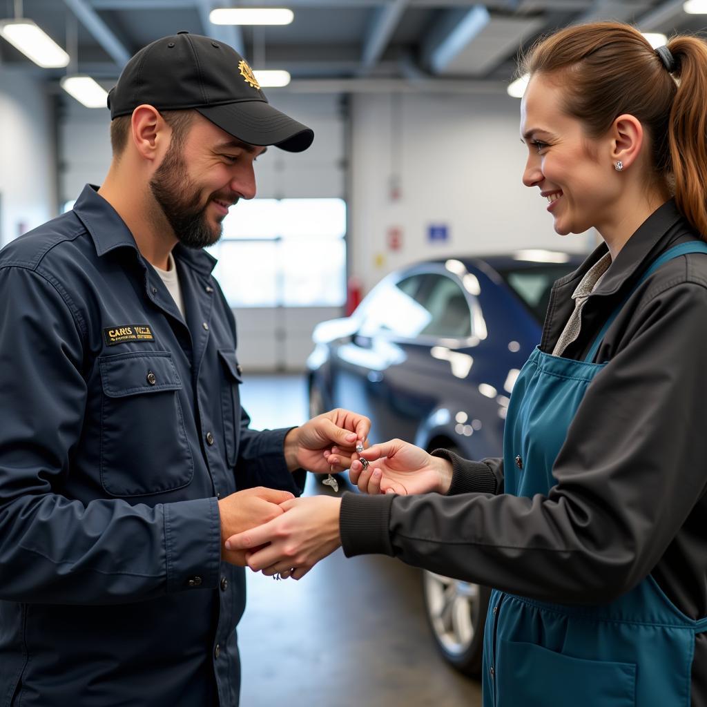 Handing a Tip to a Mobile Car Detailer