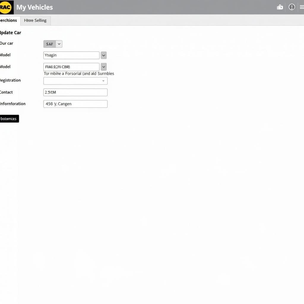 Updating RAC Car Details Online