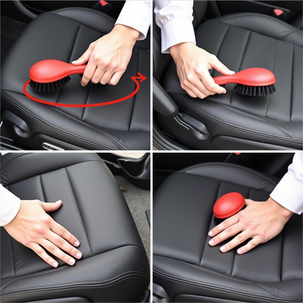 Using a Car Detail Brush on Leather Seats