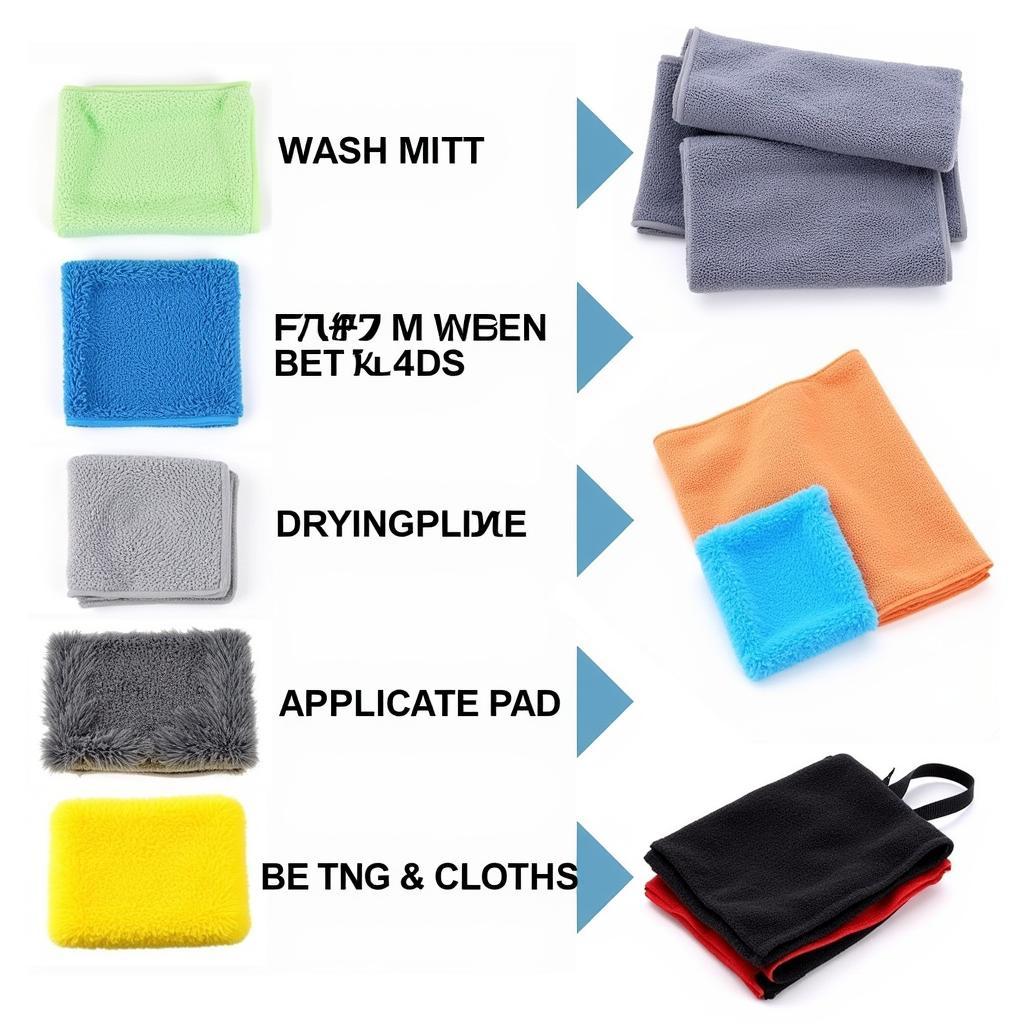 Different types of car detailing towels for various detailing tasks