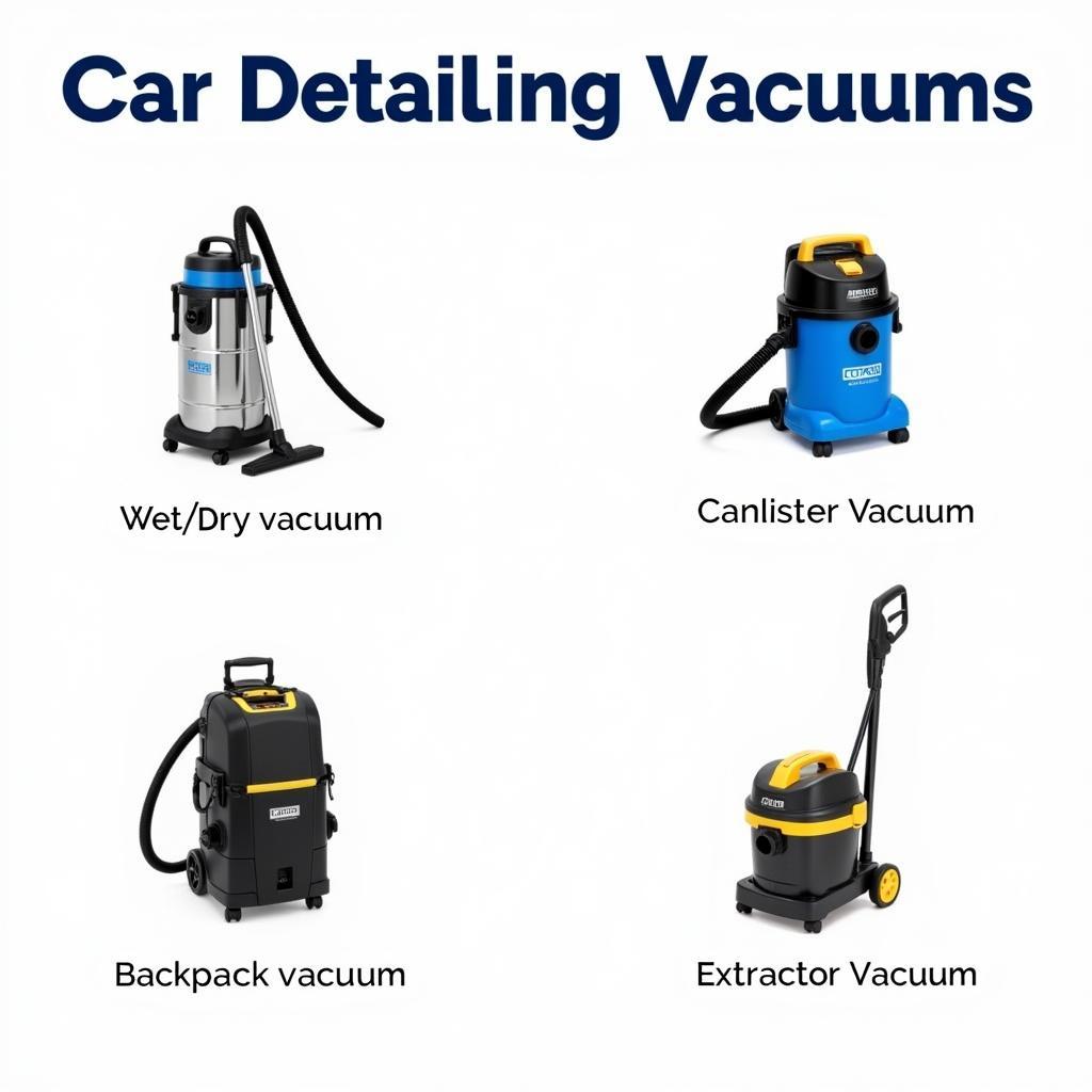 Different types of professional car detailing vacuums