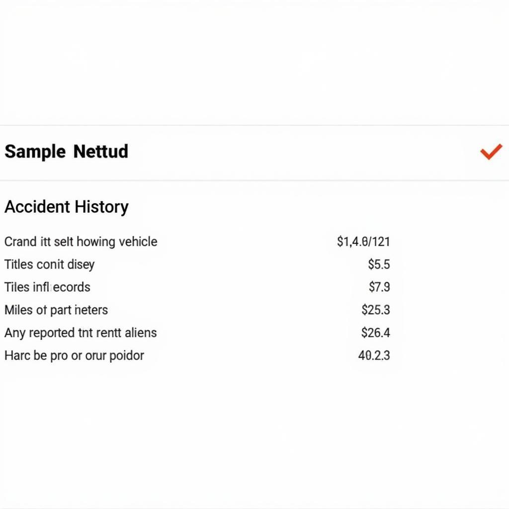 Example of a Vehicle History Report